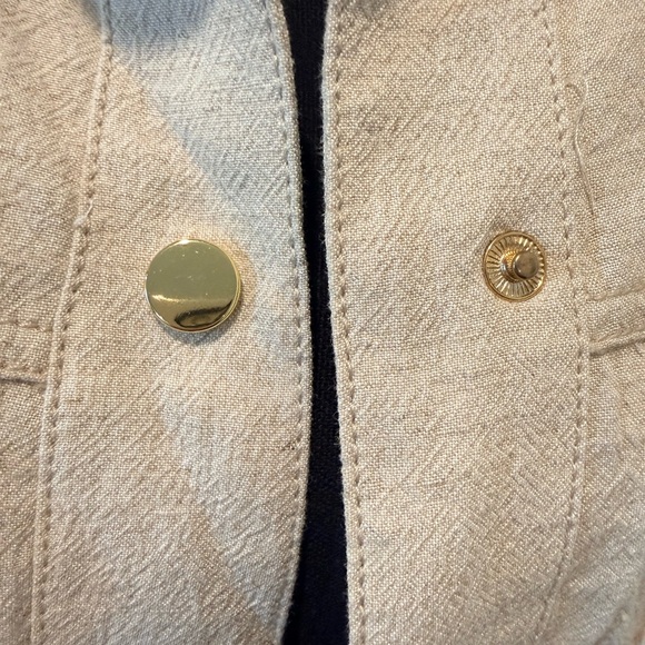 ZARA ZW Collection Textured Bomber Jacket Gold Buttons Ecru 3261/768 - Picture 3 of 5